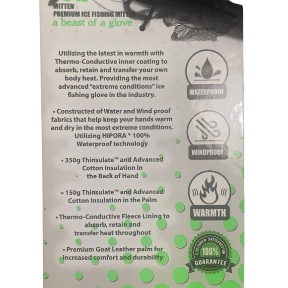 FISH MONKEY Gray + Yellow The Yeti Premium Ice Fishing Mittens NWT Various Sizes - Picture 5 of 5